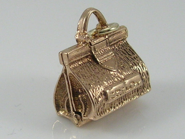 Vintage 3D 9ct Gold Doctors Bag Charm. H/MK 1962 Opens to Baby