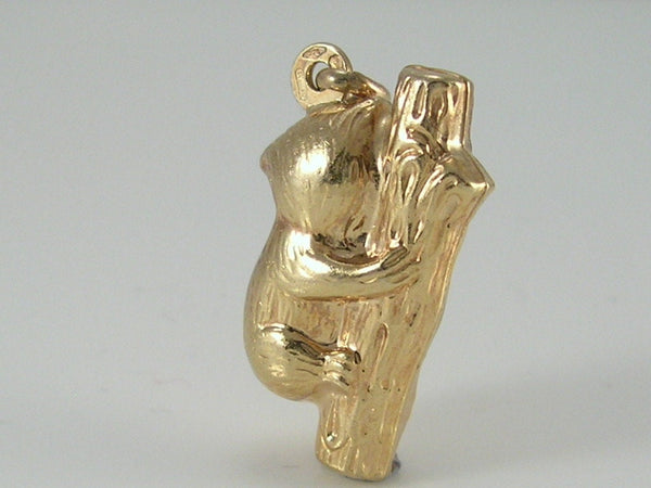 Vintage UnoAErre 9ct Gold Koala Bear in Tree Charm Pendant H/MK