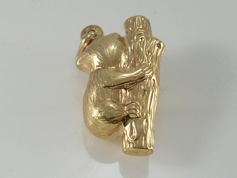 Vintage UnoAErre 9ct Gold Koala Bear in Tree Charm Pendant H/MK