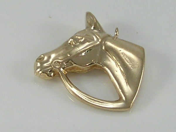 Vintage 3D 9ct Gold Horse Head Charm Pendant H/MK 1962