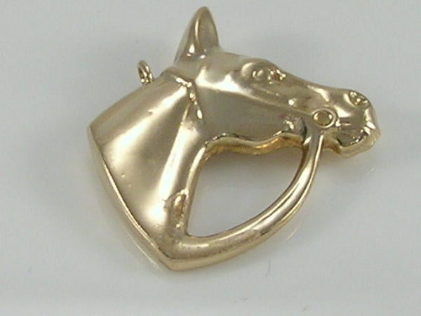 Vintage 3D 9ct Gold Horse Head Charm Pendant H/MK 1962