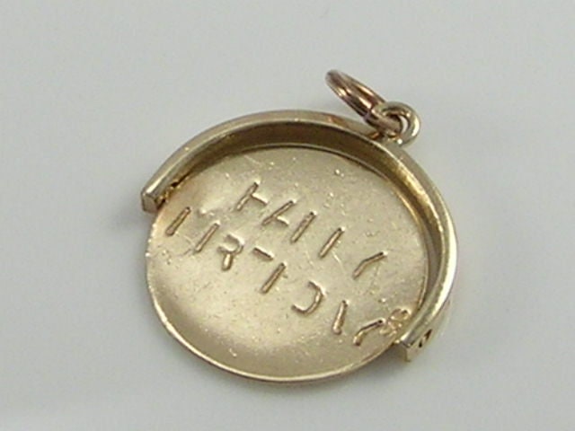 Vintage 9ct Gold Happy Birthday Spinner Charm Pendant H/MK 1973