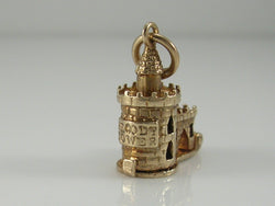 Vintage 3D 9ct Gold London Bloody Tower Charm Pendant  H/MK 1966