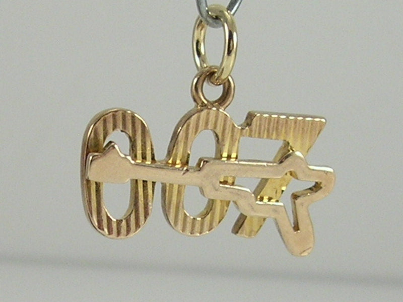 Vintage 3D 9ct Gold James Bond 007 Gun Pistol Charm Logo Pendant H/MK 1966