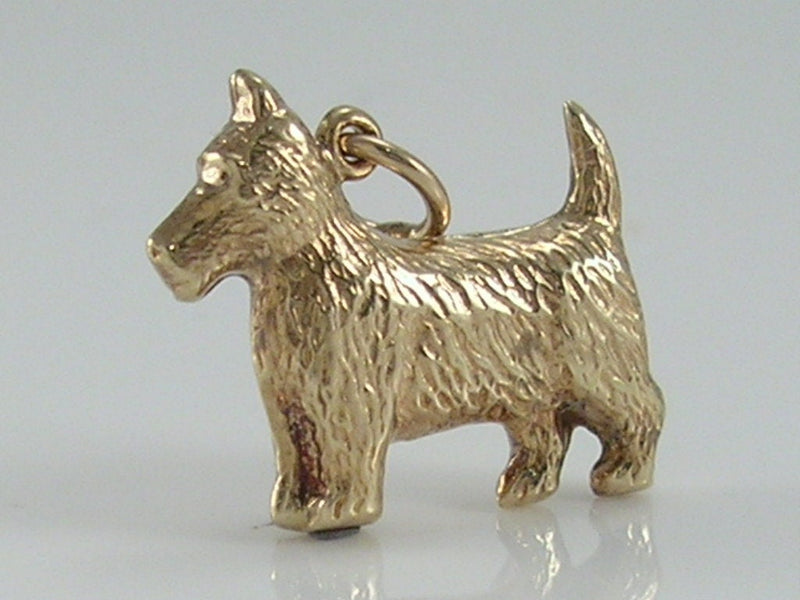 Vintage 3D 9ct Gold Scotty Dog Terrier Charm H/MK 1975