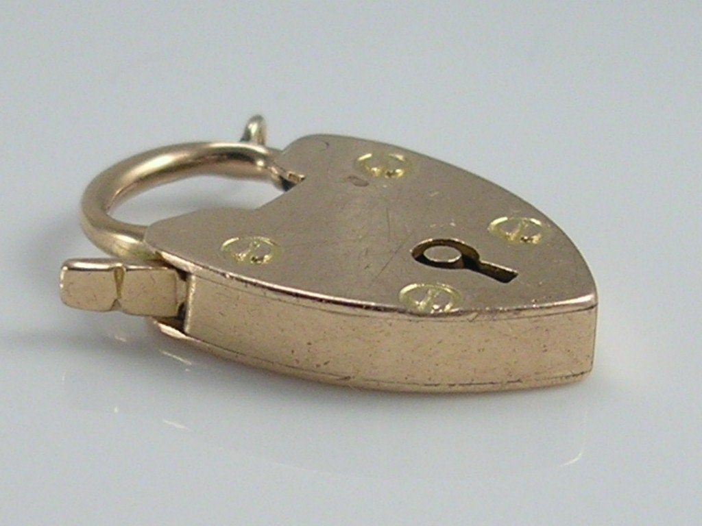 Edwardian 9ct gold Padlock Bracelet Fastener H/MK 1907