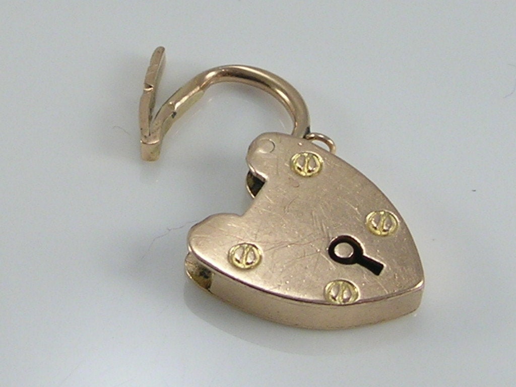 Edwardian 9ct gold Padlock Bracelet Fastener H/MK 1907