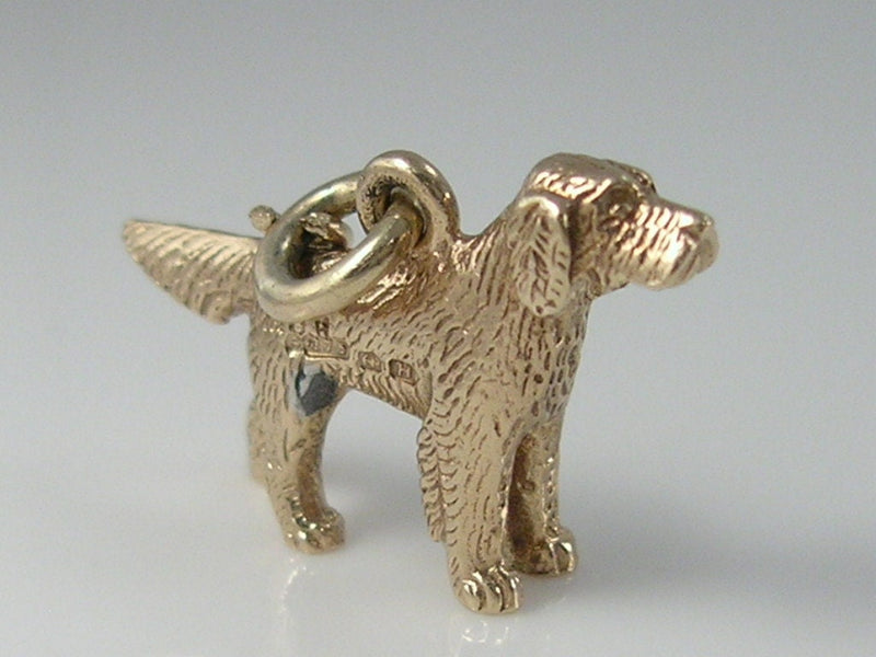 Vintage 3D 9ct Gold Setter Dog Charm Pendant   H/MK 1957