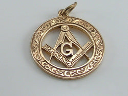 Vintage 9ct Gold Masonic Square & Compass Watch Fob Charm Pendant   H/MK 1972