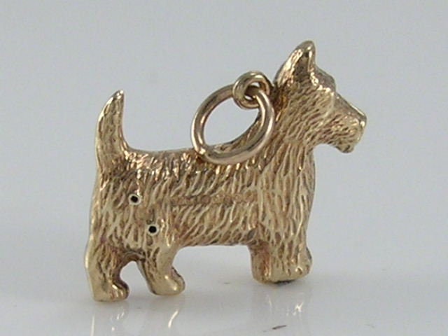 Vintage 3D 9ct Gold Scotty Dog Terrier Charm H/MK 1975