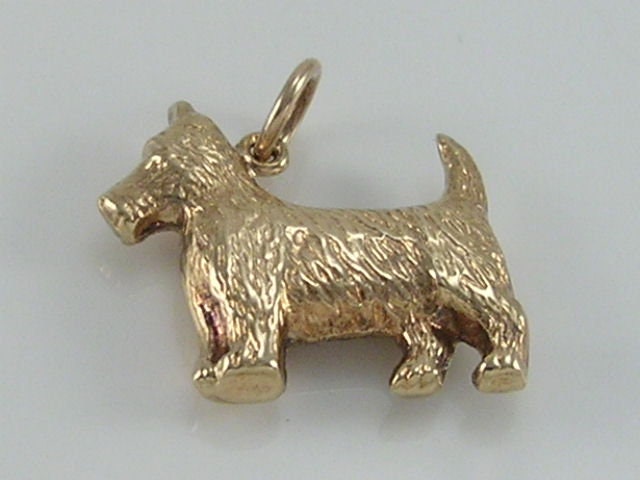 Vintage 3D 9ct Gold Scotty Dog Terrier Charm H/MK 1975