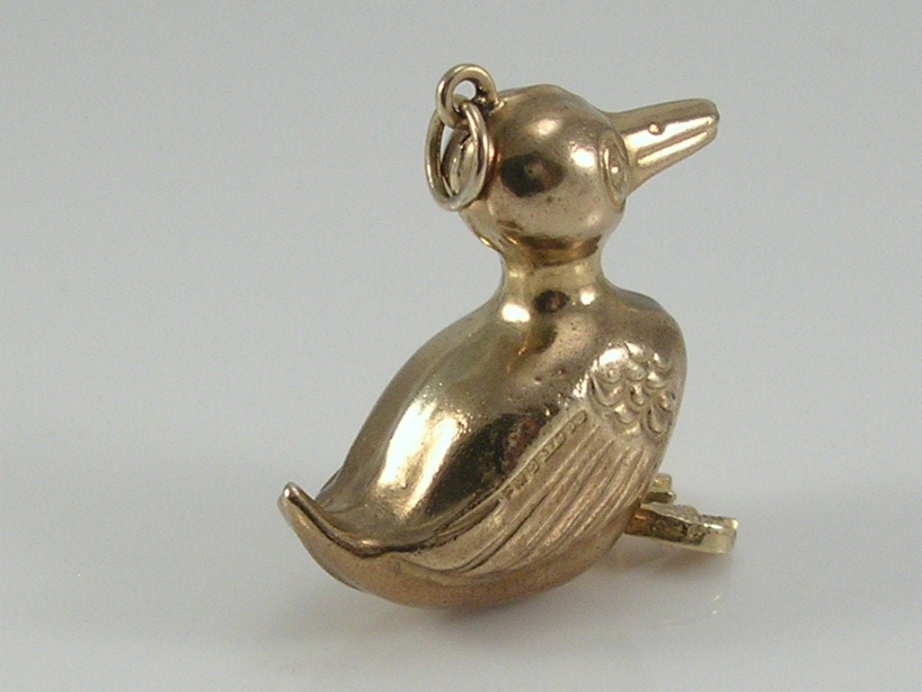 Vintage 3D 9ct Gold Duck Charm    H/MK 1971