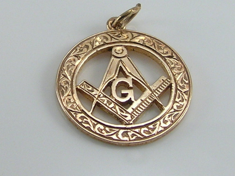 Vintage 9ct Gold Masonic Square & Compass Watch Fob Charm Pendant   H/MK 1972