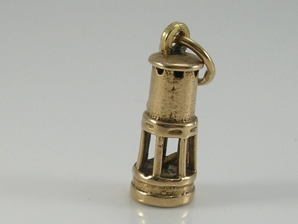 Vintage 9ct Gold Miners Lamp Charm Pendant  H/MK 1997