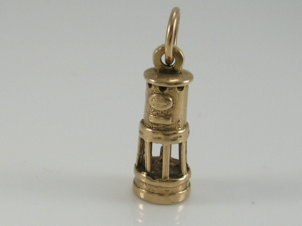 Vintage 3D 9ct Gold Miners Lamp Charm Pendant  H/MK 1997