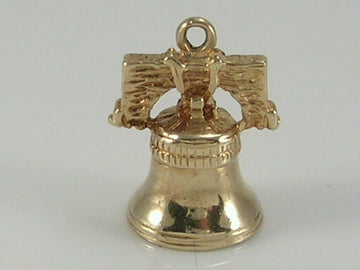 Vintage 3D 9ct Gold Liberty Bell Charm. H/MK 1966   Movable Clapper