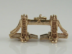 Vintage 3D 9ct Gold Movable Tower Bridge of London Charm Pendant H/MK 1963