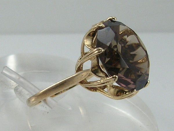 Gorgeous Vintage 9ct Gold Smoky Quartz Ring  H/MK 1973