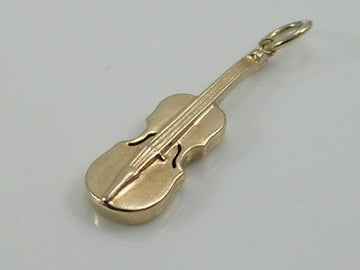 Vintage 3D 9ct Gold Violin Charm Pendant   H/MK 1967