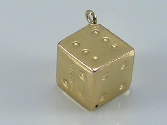 Vintage 3D 9ct Gold Lucky Dice Charm Pendant  H/MK 1971   GJLd