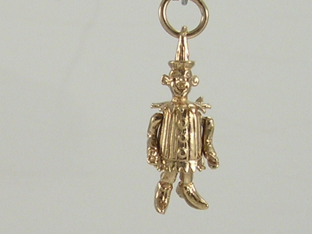 Vintage 3D 9ct Gold Movable Clown Charm Pendant  H/MK