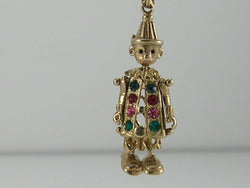 Vintage 3D 9ct Gold Movable Clown Charm Pendant