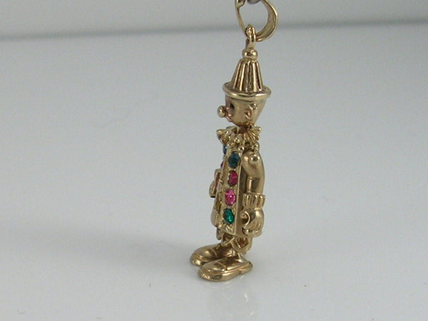 Vintage 3D 9ct Gold Movable Clown Charm Pendant