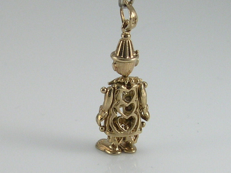 Vintage 3D 9ct Gold Movable Clown Charm Pendant