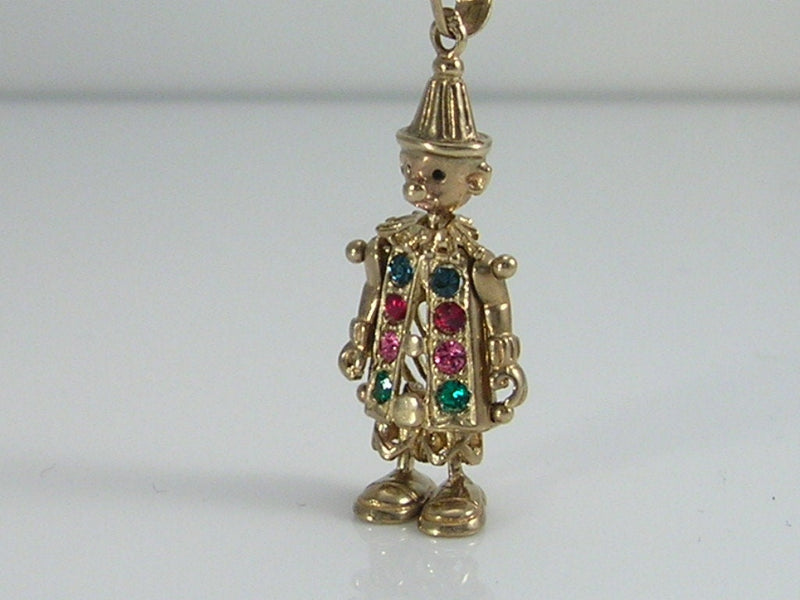 Vintage 3D 9ct Gold Movable Clown Charm Pendant