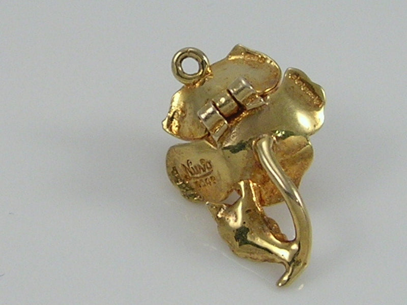 Vintage 3D 9ct Gold Nuvo Rose Flower & Bumble Bee Charm Pendant  H/MK  1966  RP