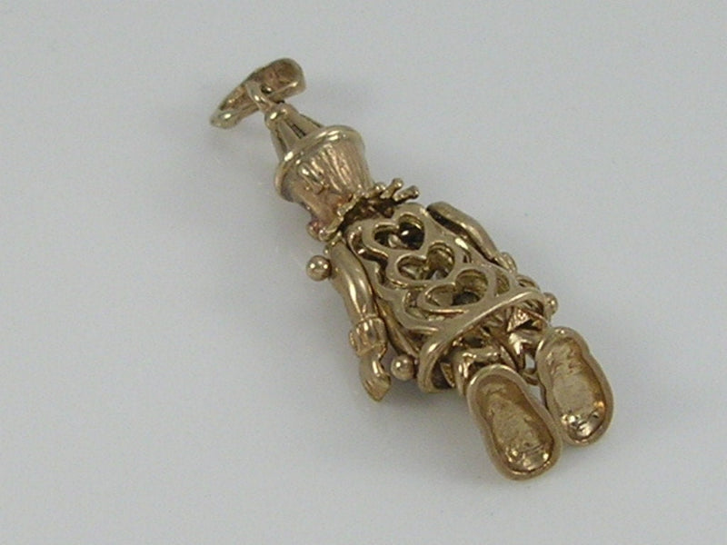 Vintage 3D 9ct Gold Movable Clown Charm Pendant