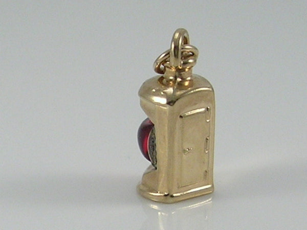 Vintage 3D 9ct Gold Red Portside Ships Lantern Charm Pendant H/MK 1967