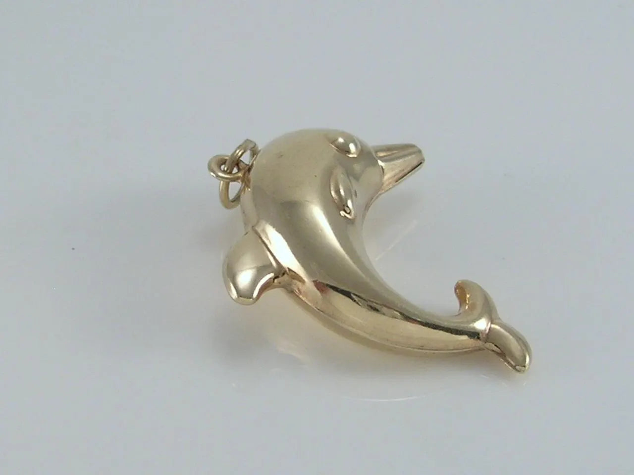 Vintage 3D Large Size 9ct Gold Dolphin Pendant
