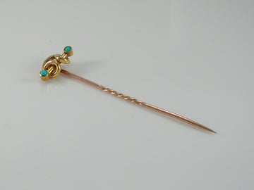 Antique Victorian 9ct Gold Turquoise Stick Pin