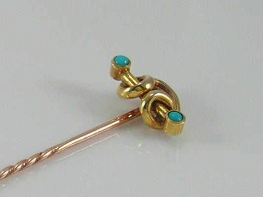 Antique Victorian 9ct Gold Turquoise Stick Pin
