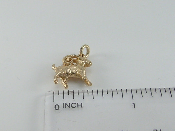 Vintage 9ct Gold Ram/Aries Zodiac Pendant H/MK 1961