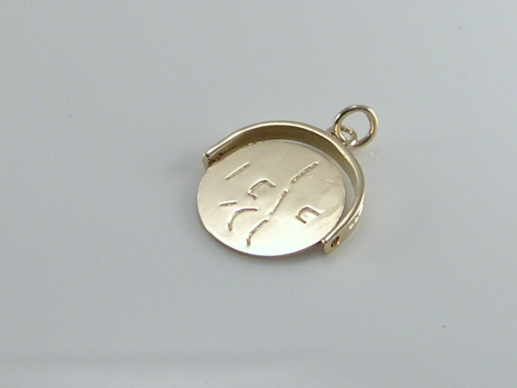 Vintage 9ct Gold I LOVE YOU Spinner Charm Pendant H/MK 1961