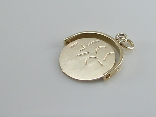 Vintage 9ct Gold I LOVE YOU Spinner Charm Pendant H/MK 1961