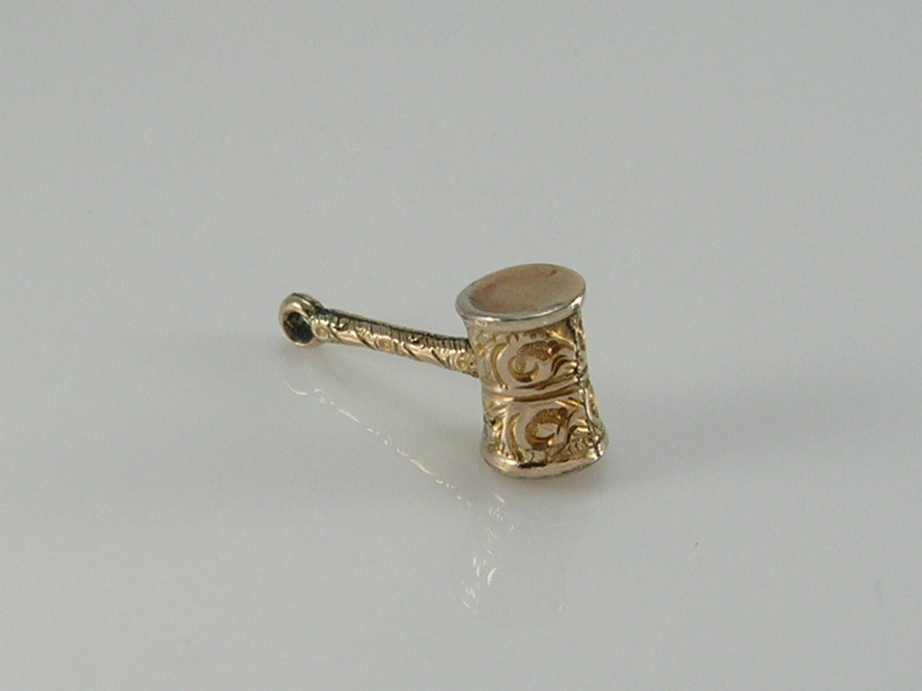 Vintage Victorian 9ct Gold Auctioneer Gavel Mallet Charm