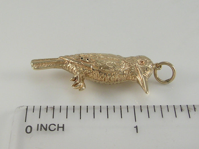 Vintage 3D 9ct Gold Bird Charm H/MK 1975