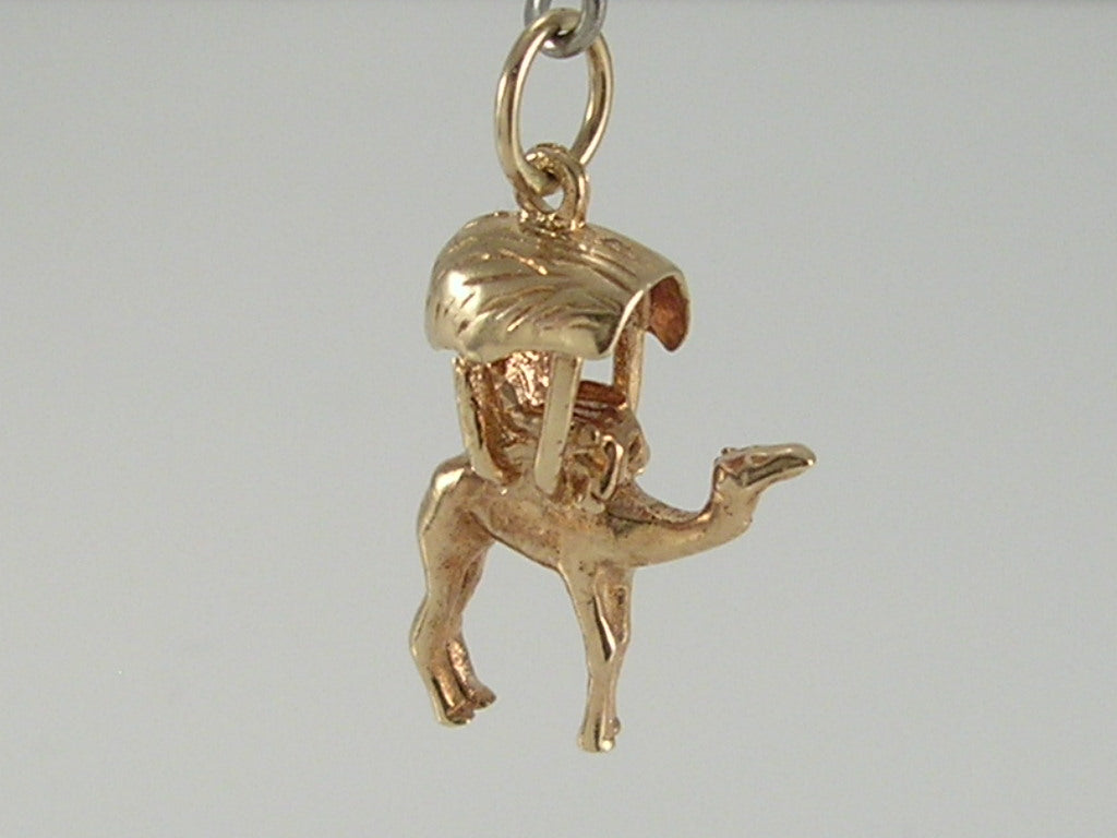 Vintage 9ct Gold Man Riding Camel In Sedan Chair Charm Pendant  H/MK 1969