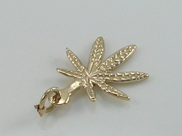 9ct Solid 9ct Gold Marijuana Cannabis Charm Pendant