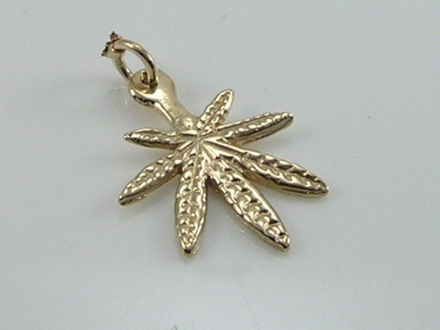 9ct Solid 9ct Gold Marijuana Cannabis Charm Pendant