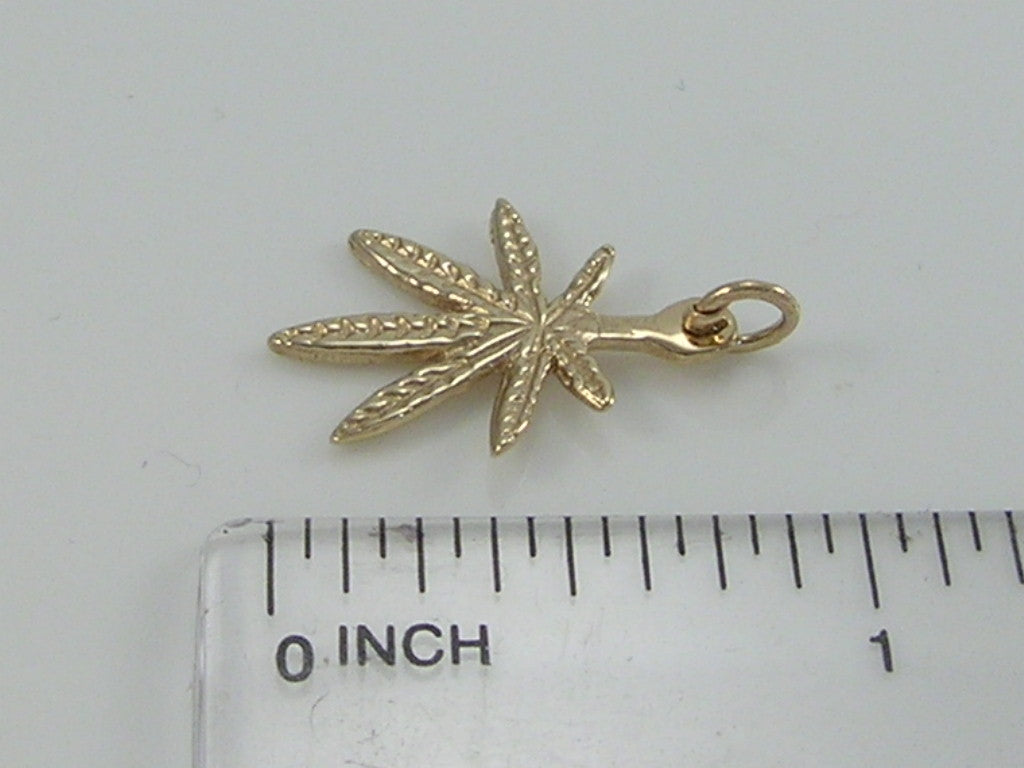 9ct Solid 9ct Gold Marijuana Cannabis Charm Pendant