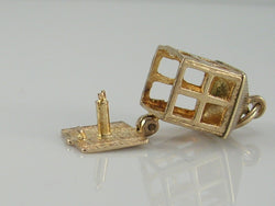 Vintage 3D 9ct Gold Candle in Lantern Charm H/MK 1960