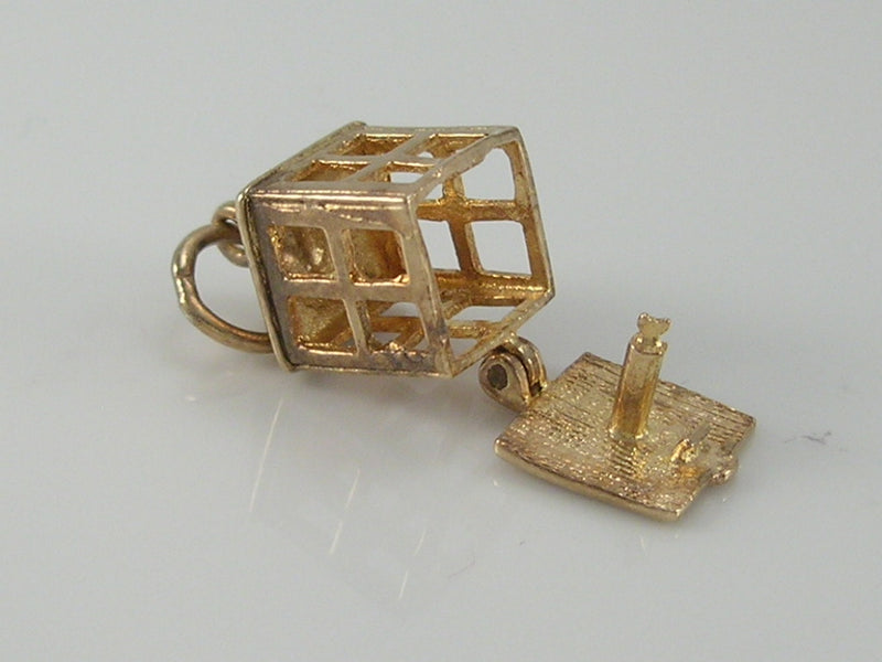 Vintage 3D 9ct Gold Candle in Lantern Charm H/MK 1960