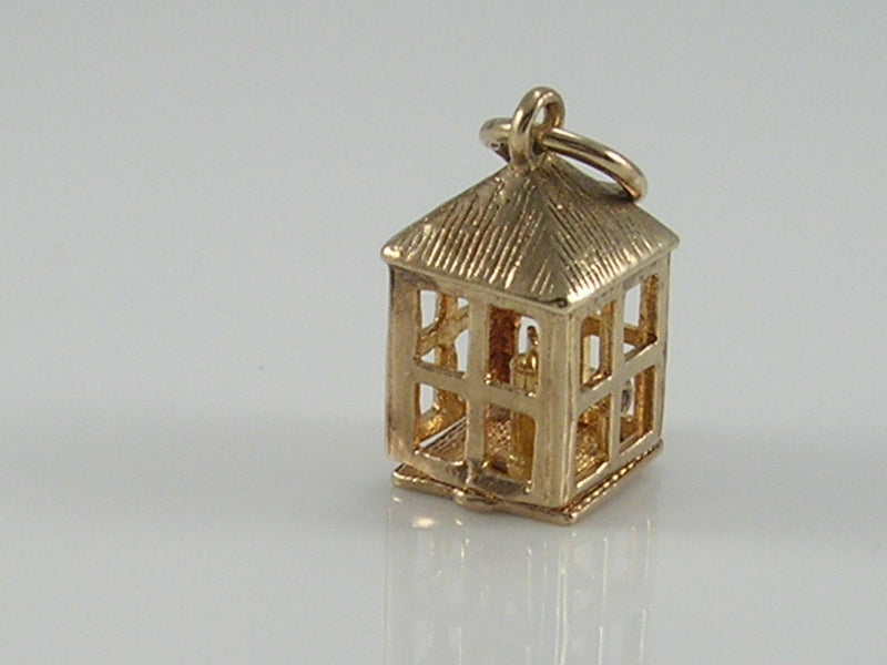 Vintage 3D 9ct Gold Candle in Lantern Charm H/MK 1960