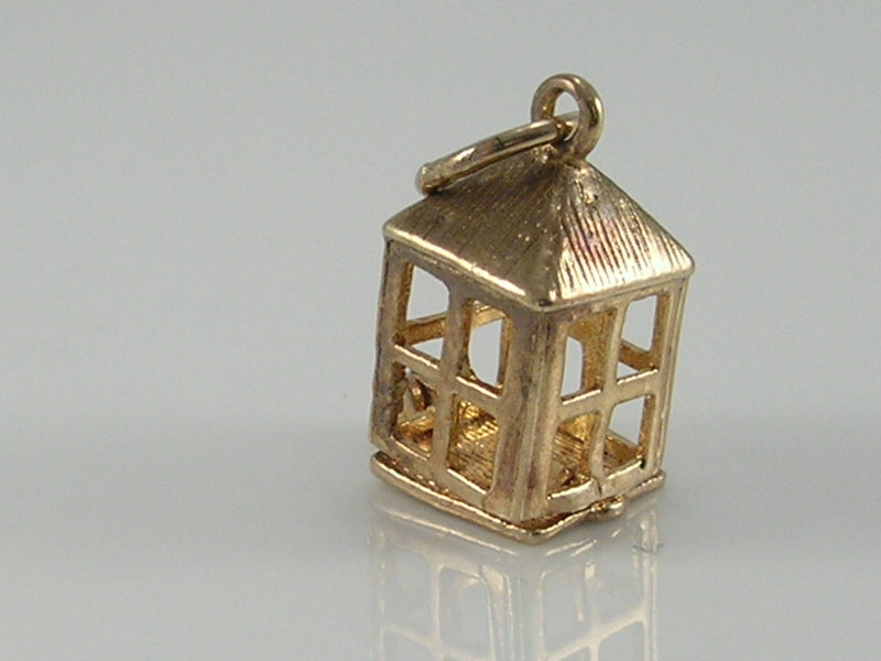 Vintage 3D 9ct Gold Candle in Lantern Charm H/MK 1960