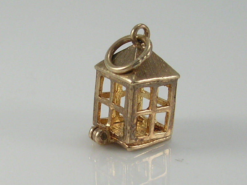 Vintage 3D 9ct Gold Candle in Lantern Charm H/MK 1960