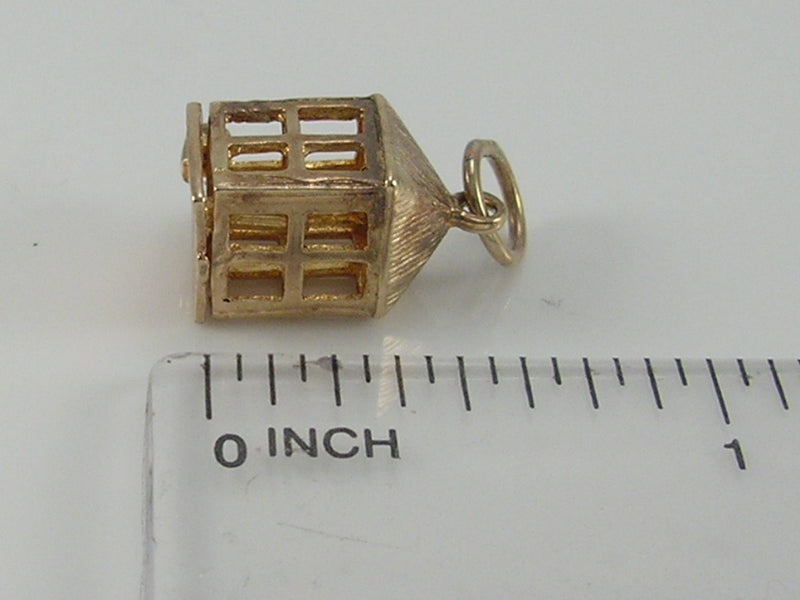 Vintage 3D 9ct Gold Candle in Lantern Charm H/MK 1960